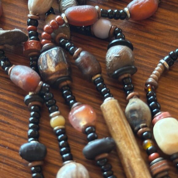 Vintage African Cast Brass Tribal Warrior Multiple Strand Tassel Pendant Necklac - Picture 13 of 16